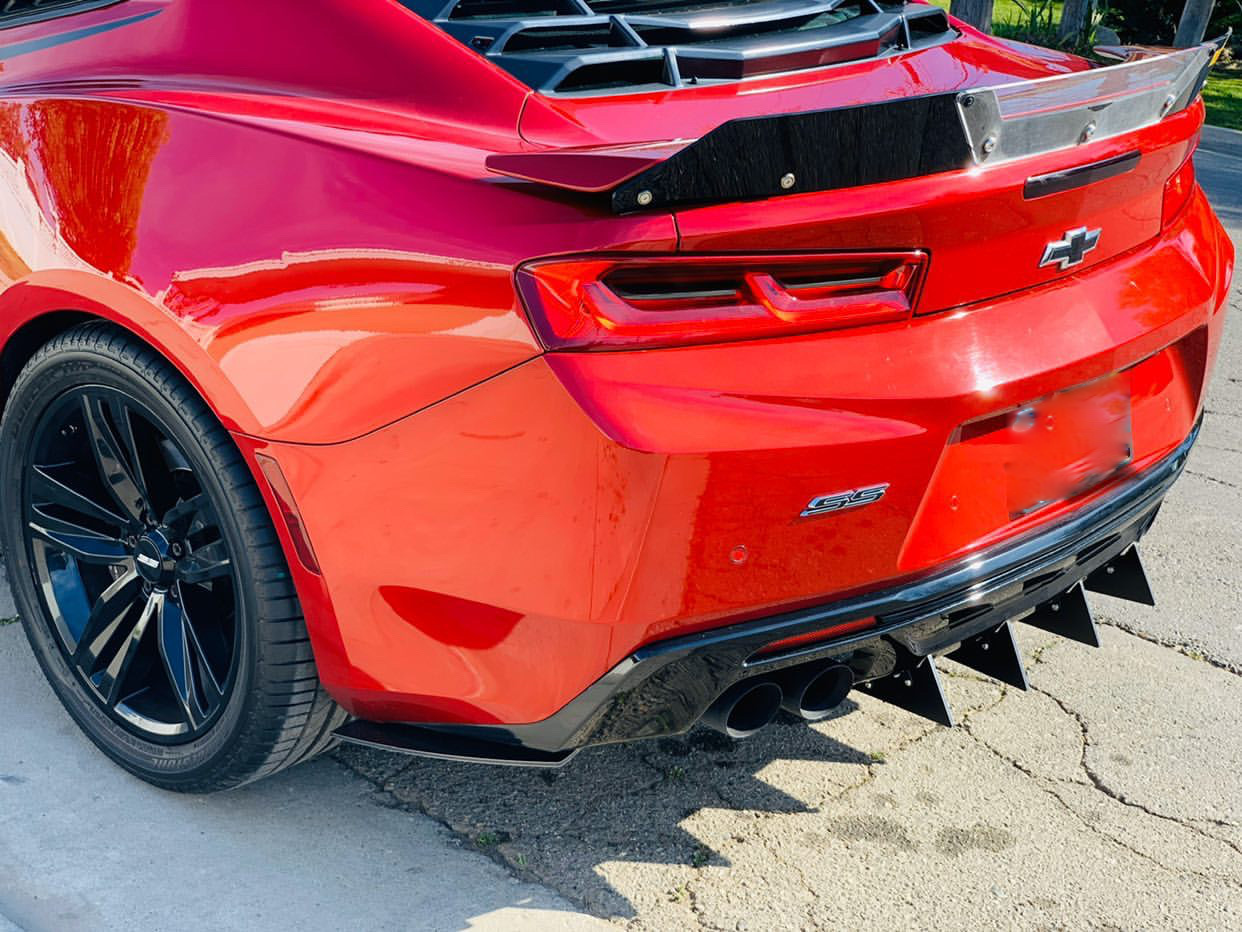Rear Diffuser 6 Piece V8 Compatible with Chevy Camaro 2016-2018 Quadtip Exhaust