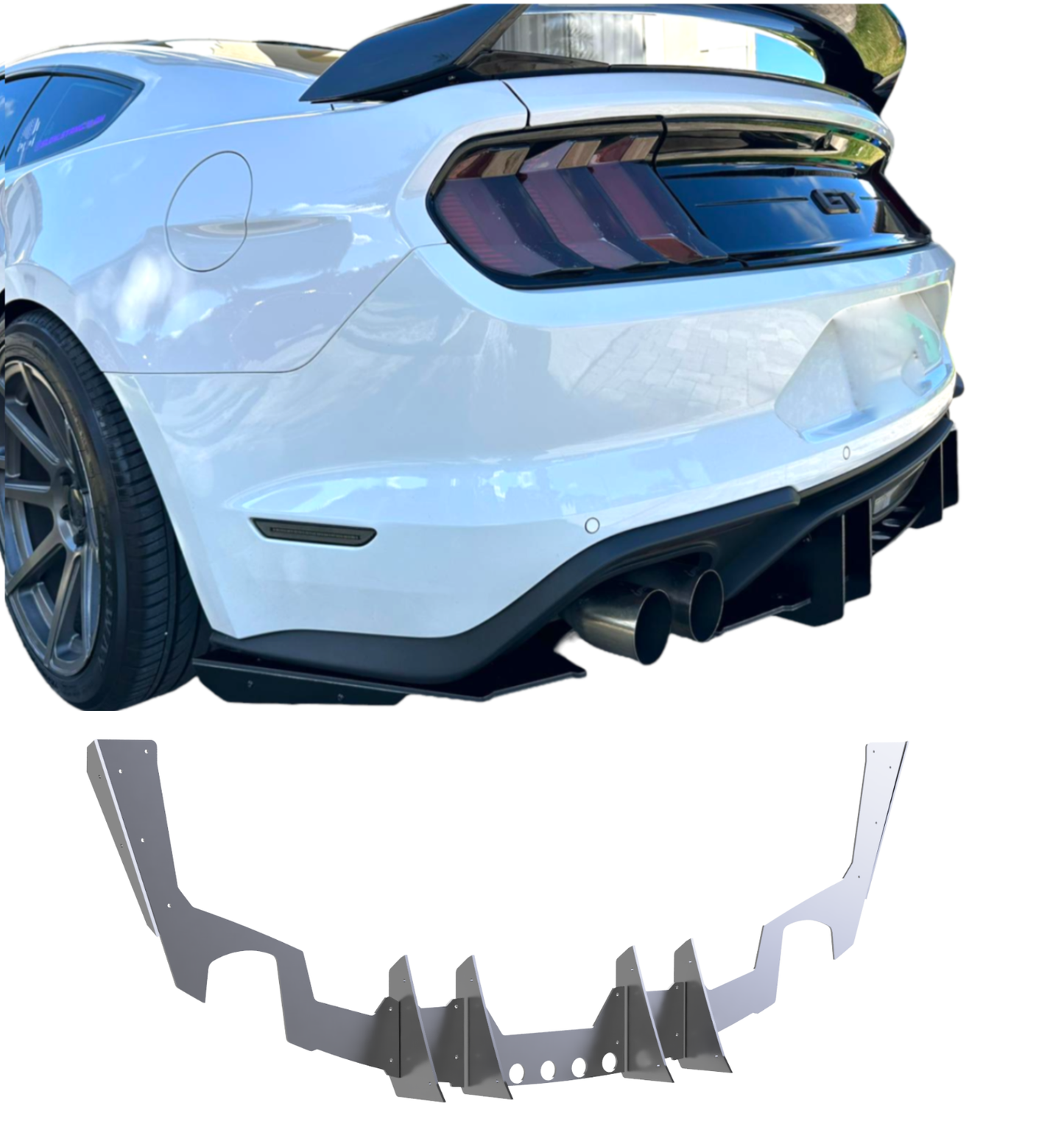 Authority Motorsport R550 Rear Diffuser compatible with Ford Mustang V8 2018-2023